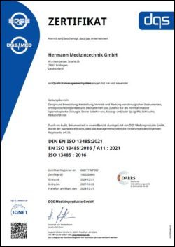 Zertifikat DIN EN ISO 13485 (deutsch)